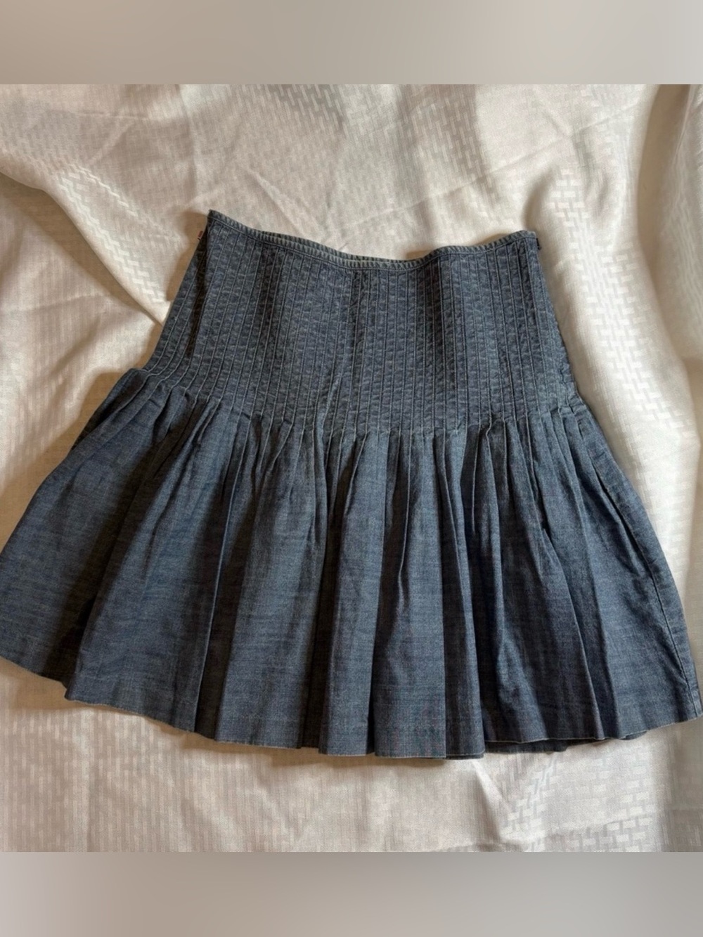 Ralph Lauren Denim High-Waist Pleated Mini Skirt.